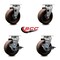 Service Caster 5'' High Temp Glass Filled Nylon Swivel Caster Set w/Roller Bearings 2 Brakes, 4PK SCC-20S520-GFNRHT-2-TLB-2 - alternate 5
